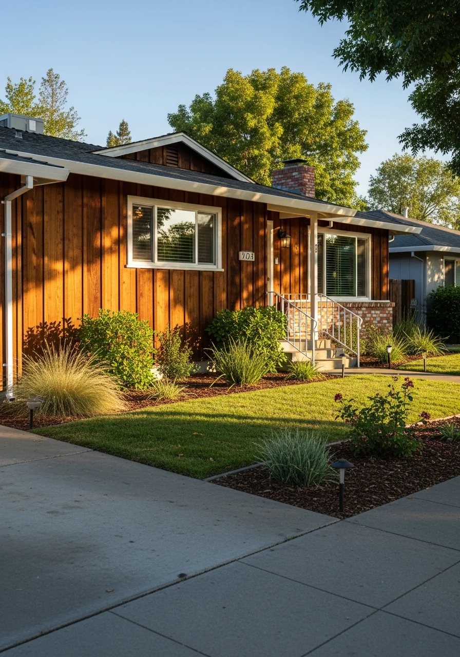 Close-up of a classic Arden Park home exterior with period details and established front yard.