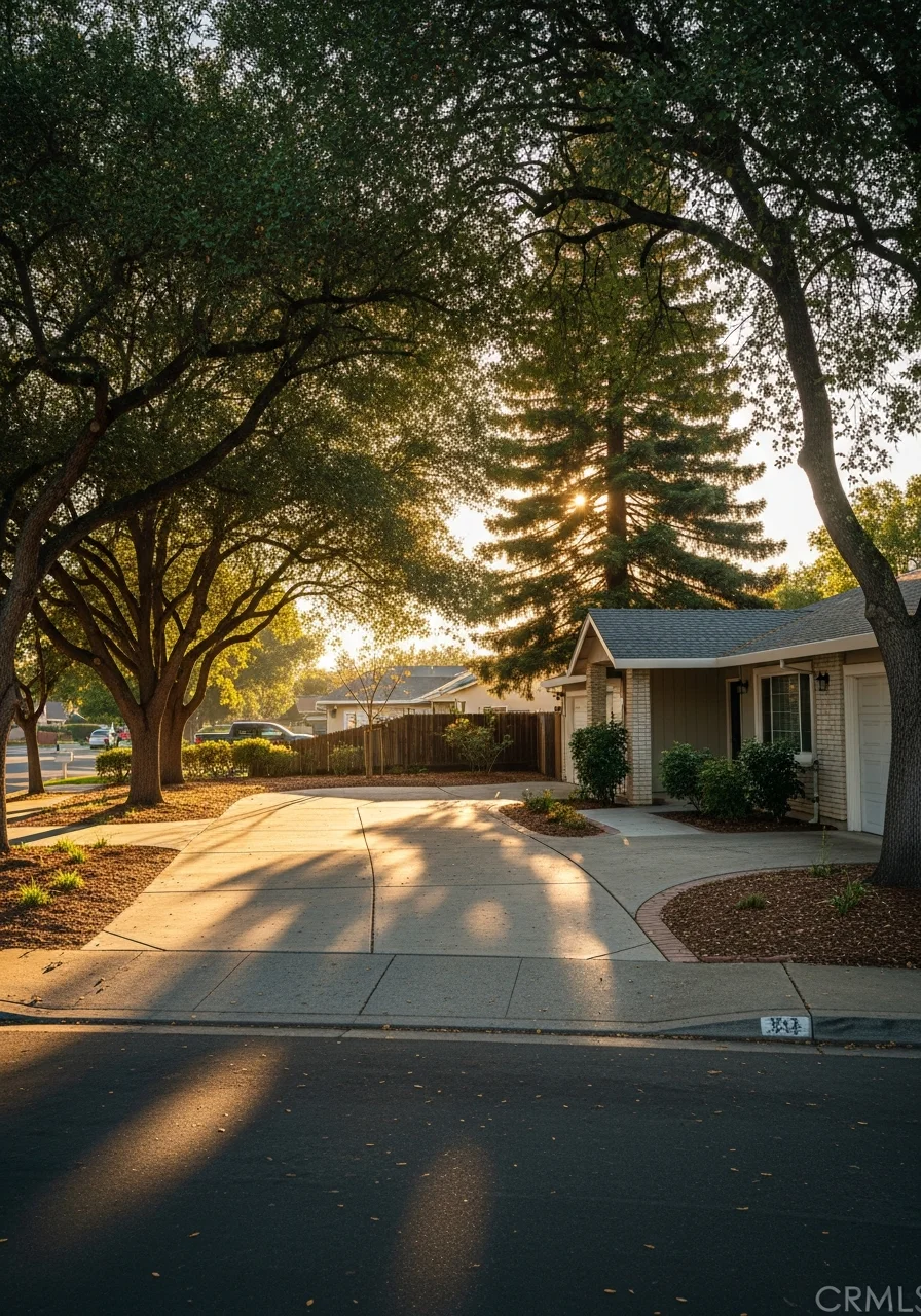 Carmichael home exterior showing classic neighborhood property with mature landscaping.