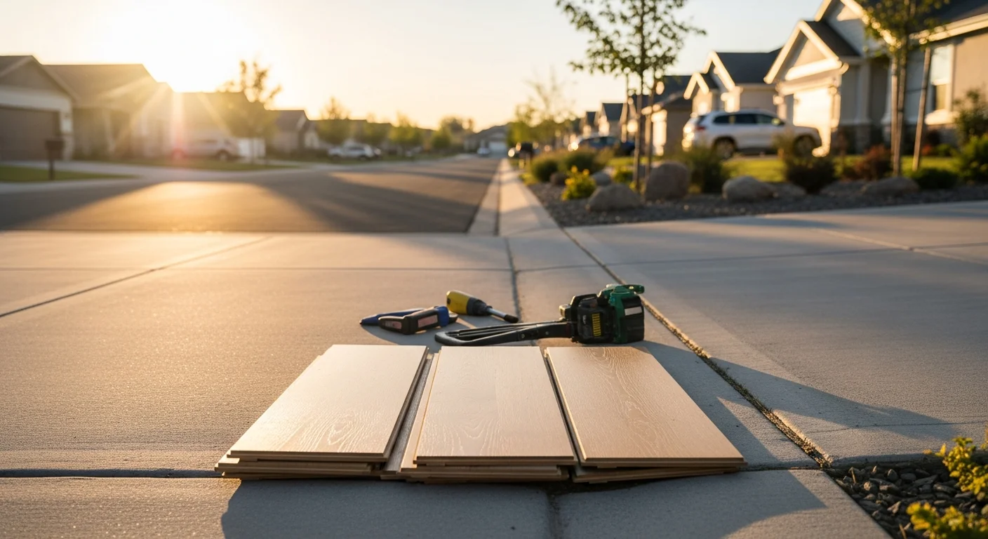 Modern Roseville neighborhood with newer homes, manicured lawns, and contemporary landscaping design.