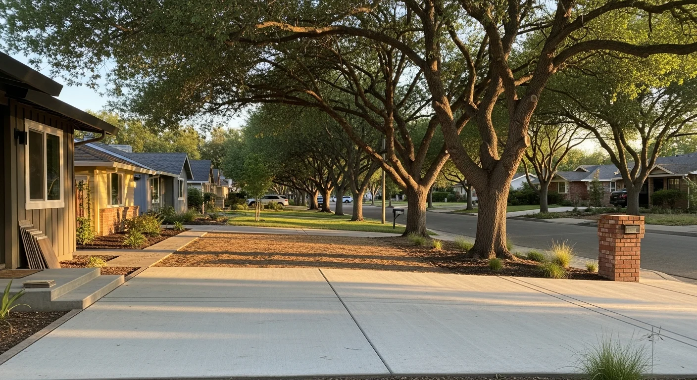 Sacramento neighborhood street with mix of residential styles and mature trees reflecting the city's diverse character.